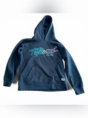 Kids Black Miami Surf Style Hoodie Sweatshirt Size 10/12